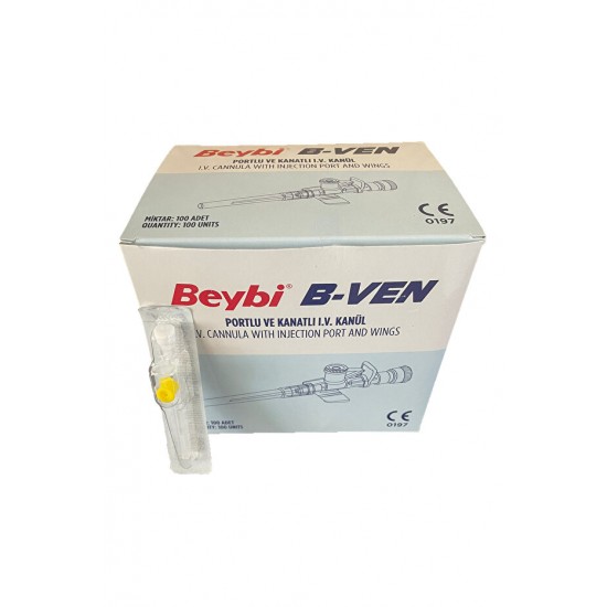 BEYBİ Intraket Branül 24g 19mm 0.70mm Sarı 100 Adet
