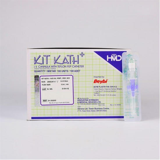 Beybi Kit Kath Branül (intraket) Mor (26G) 100'lü Paket