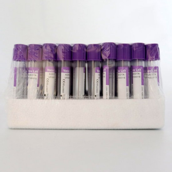 Vakumlu K2 Edtalı Tüp 2 ML (Mor Kapak) 100'lü Paket