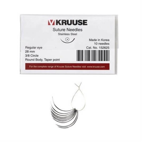 Kruuse Sütür İğnesi Regular 3/8 Yuvarlak 28 MM 10'lu Paket