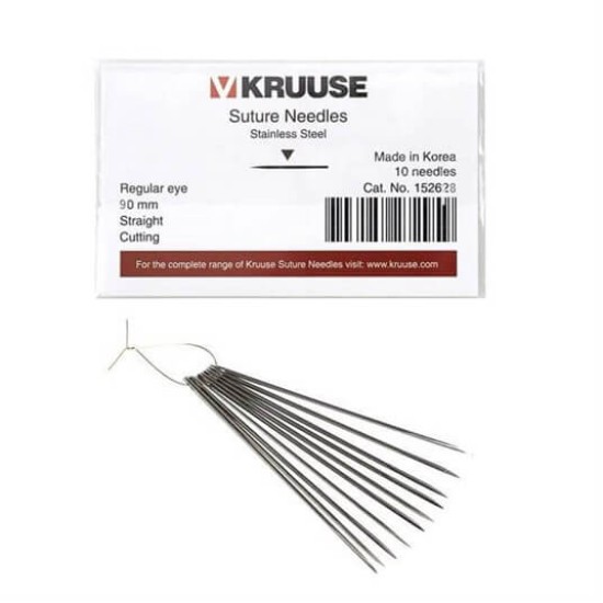 Kruuse Sütür İğnesi Regular Düz Keskin 90 MM 10'lu Paket