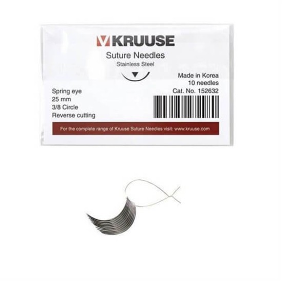 Kruuse Sütür İğnesi Spring 3/8 Keskin 25 MM 10'lu Paket