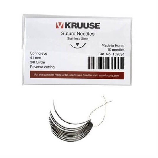 Kruuse Sütür İğnesi Spring 3/8 Keskin 41 MM 10'lu Paket