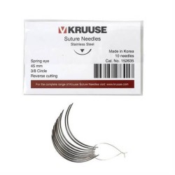 Kruuse Sütür İğnesi Spring 3/8 Keskin 45 MM 10'lu Paket