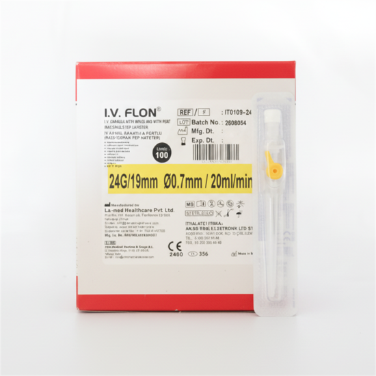 Iv Flon Branül (intraket) Sarı (24G) 100'lü Paket